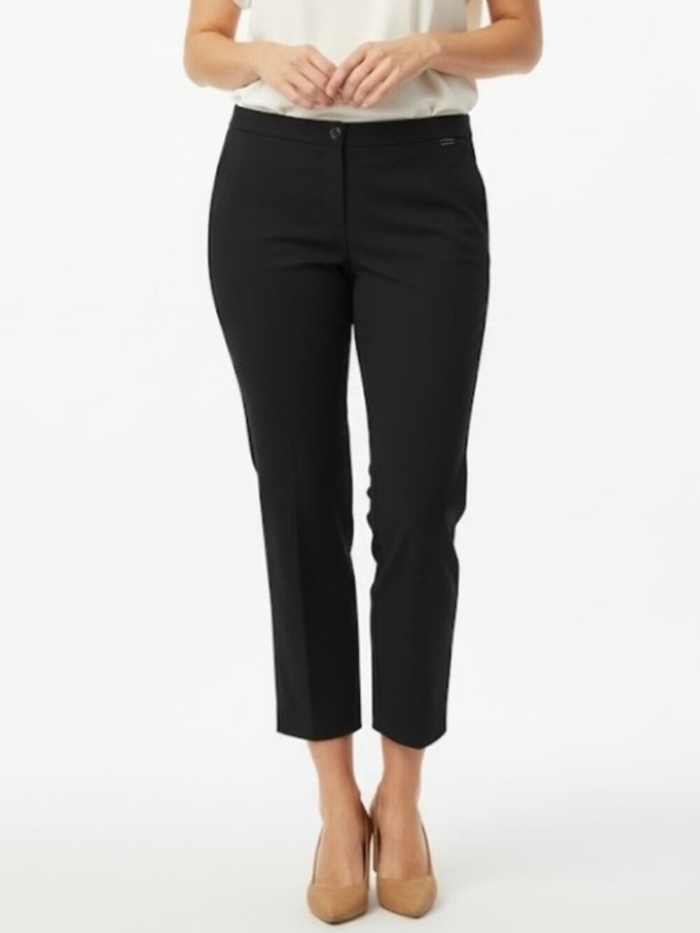 💠Laura Slim Black Trousers Womens Plus Size Cropped Ankle Length Business Pants